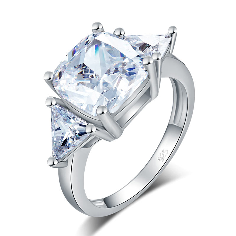 Cushion Cut 4 Carat 925 Sterling Silver Ring Party Luxury Jewelry Simulated Diamond XFR8310