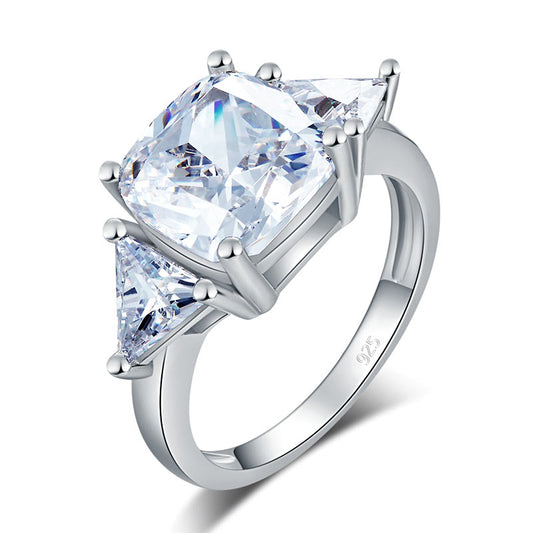 Cushion Cut 4 Carat 925 Sterling Silver Ring Party Luxury Jewelry Simulated Diamond XFR8310