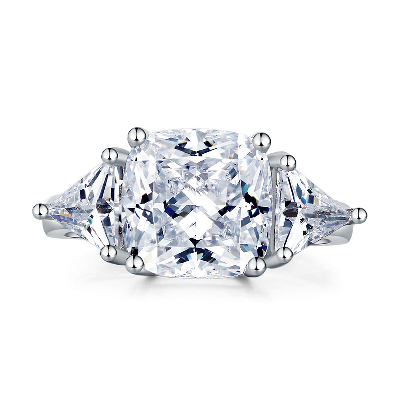 Cushion Cut 4 Carat 925 Sterling Silver Ring Party Luxury Jewelry Simulated Diamond XFR8310