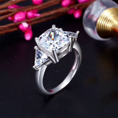 Cushion Cut 4 Carat 925 Sterling Silver Ring Party Luxury Jewelry Simulated Diamond XFR8310