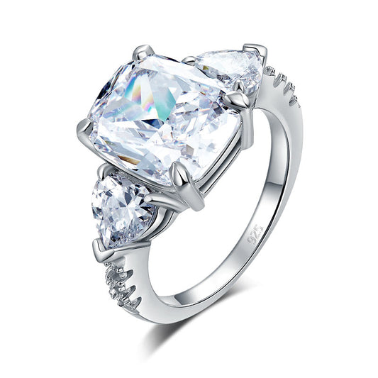 5 Carat Simulated Diamond 925 Sterling Silver Ring Three-Stone Luxury Jewelry XFR8311