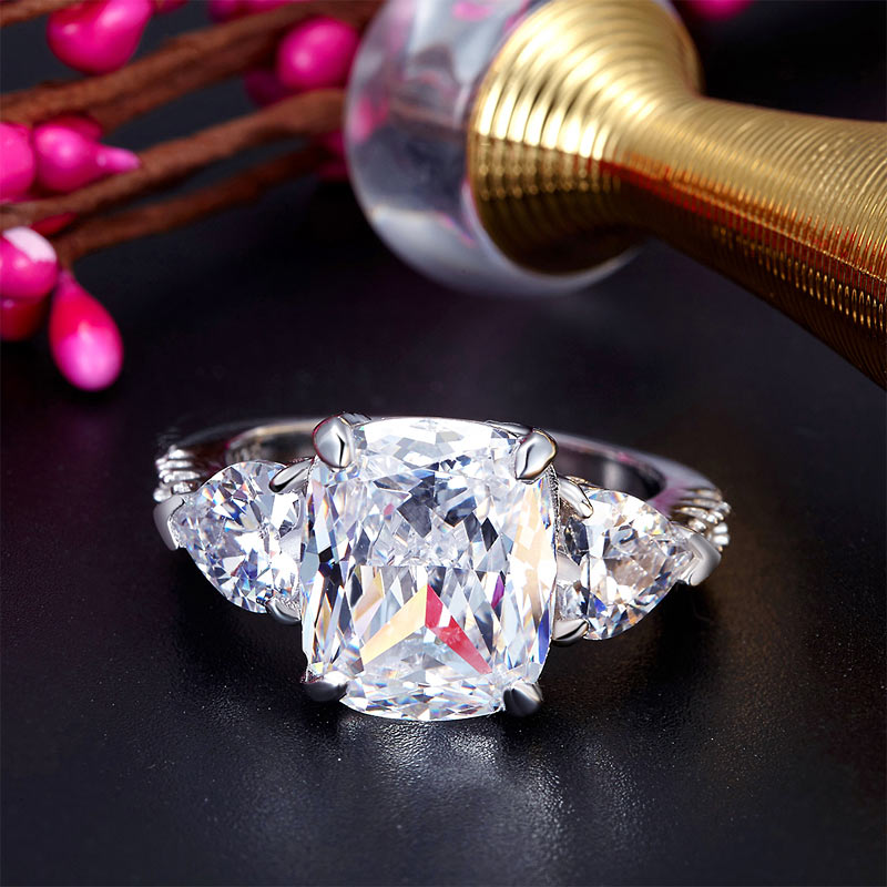 5 Carat Simulated Diamond 925 Sterling Silver Ring Three-Stone Luxury Jewelry XFR8311