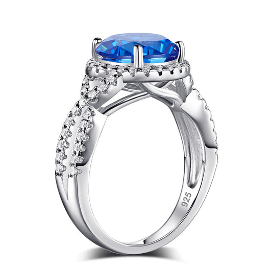 3 Carat Simulated Blue Sapphire 925 Sterling Silver Wedding Luxury Ring Anniversary XFR8314