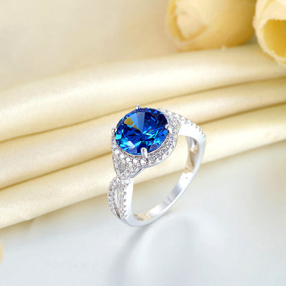 3 Carat Simulated Blue Sapphire 925 Sterling Silver Wedding Luxury Ring Anniversary XFR8314