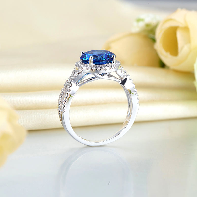 3 Carat Simulated Blue Sapphire 925 Sterling Silver Wedding Luxury Ring Anniversary XFR8314