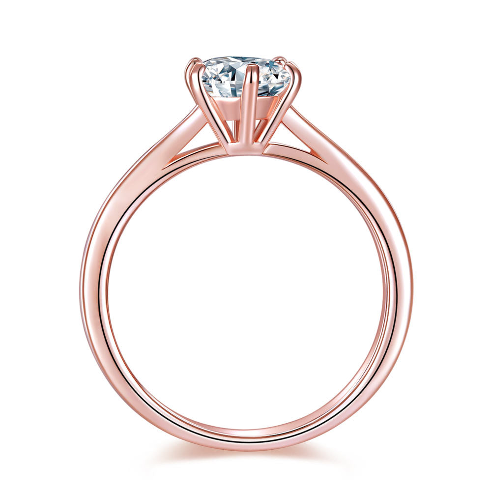 1 Carat 6 Claws Wedding Engagement Ring Solitaire Solid 925 Sterling Silver Rose Gold Plated XFR8315