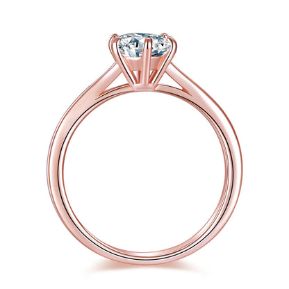 1 Carat 6 Claws Wedding Engagement Ring Solitaire Solid 925 Sterling Silver Rose Gold Plated XFR8315