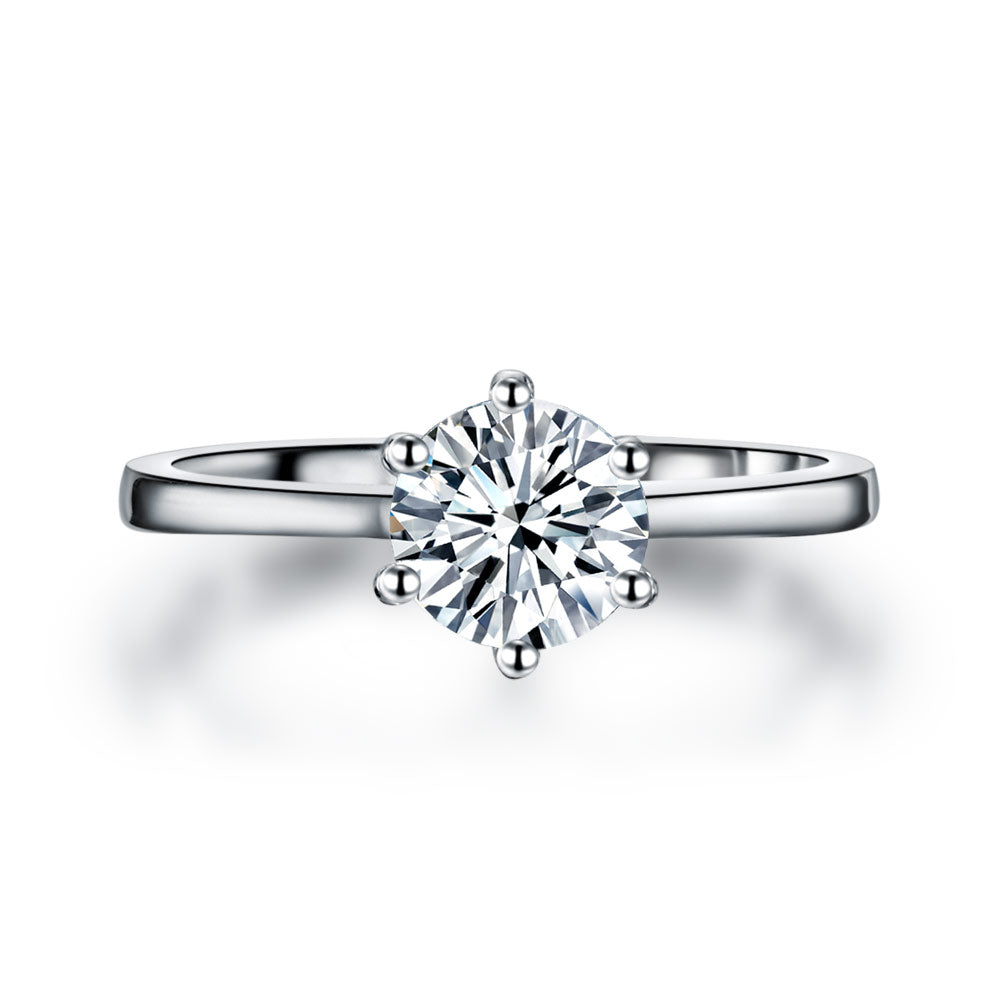 1 Carat Simulated Diamond Engagement Ring 925 Sterling Silver Classic 6 Claws XFR8316