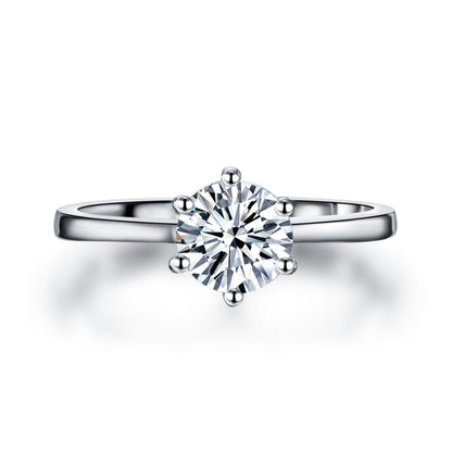 1 Carat Simulated Diamond Engagement Ring 925 Sterling Silver Classic 6 Claws XFR8316