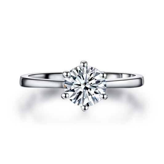 1 Carat Simulated Diamond Engagement Ring 925 Sterling Silver Classic 6 Claws XFR8316