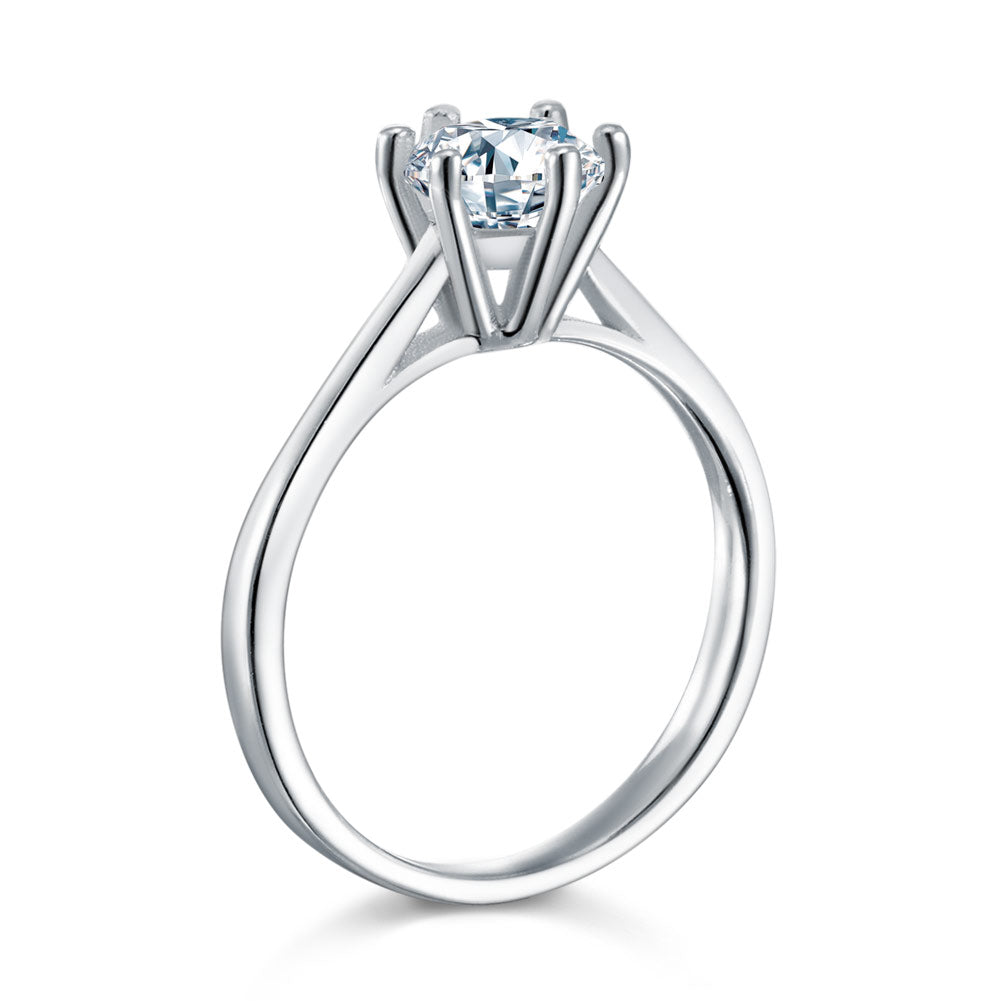 1 Carat Simulated Diamond Engagement Ring 925 Sterling Silver Classic 6 Claws XFR8316