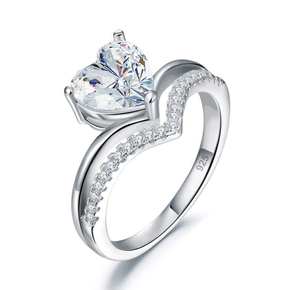 2 Carat Heart Simulated Cut Diamond Engagement Ring 925 Sterling Silver XFR8317