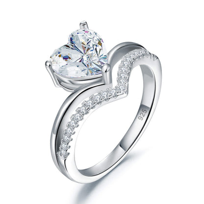 2 Carat Heart Simulated Cut Diamond Engagement Ring 925 Sterling Silver XFR8317