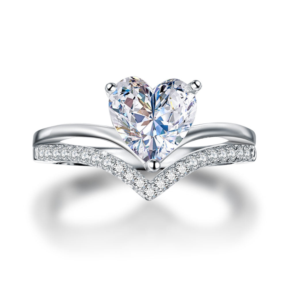 2 Carat Heart Simulated Cut Diamond Engagement Ring 925 Sterling Silver XFR8317
