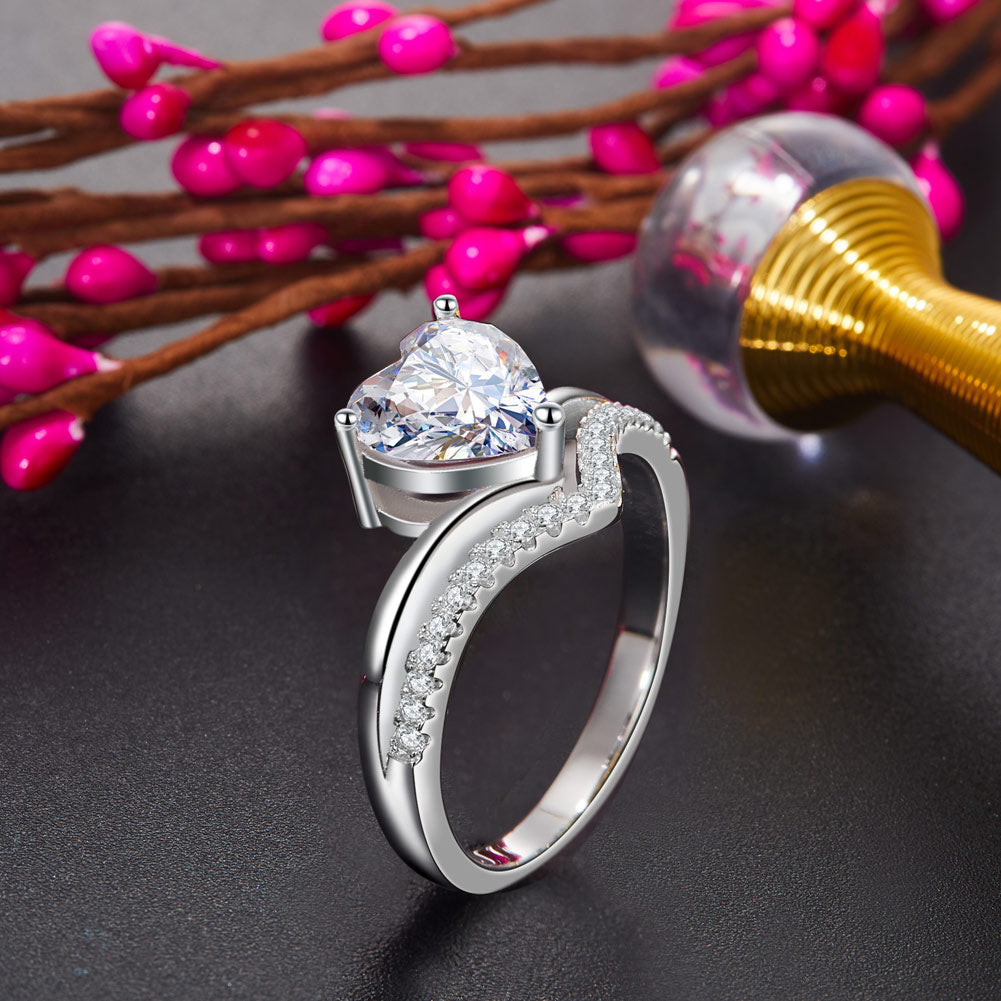 2 Carat Heart Simulated Cut Diamond Engagement Ring 925 Sterling Silver XFR8317