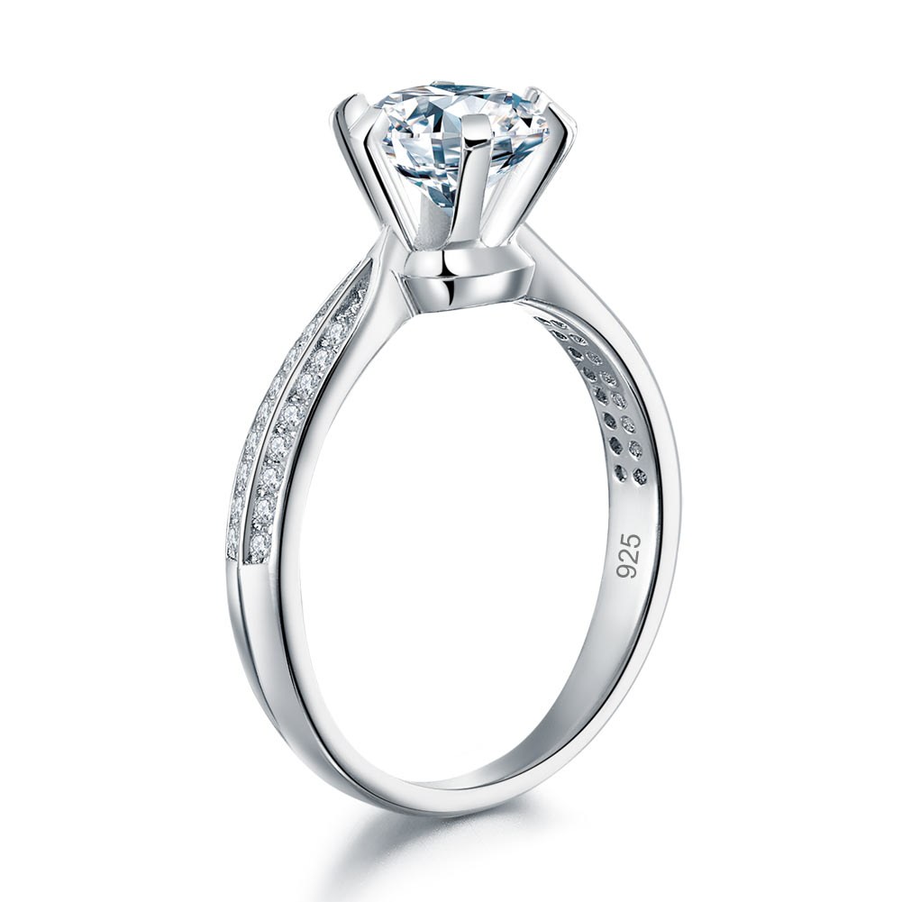 Engagement Crown Ring 925 Sterling Silver 1 Ct Simulated Diamond XFR8318