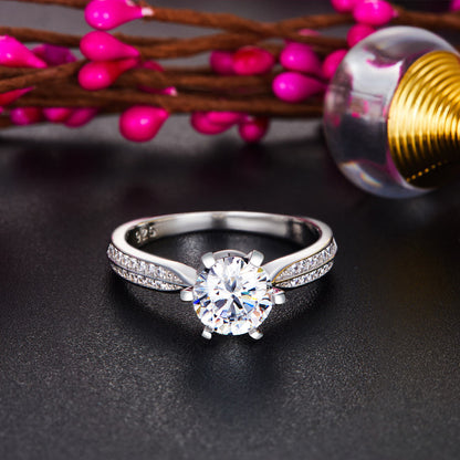 Engagement Crown Ring 925 Sterling Silver 1 Ct Simulated Diamond XFR8318