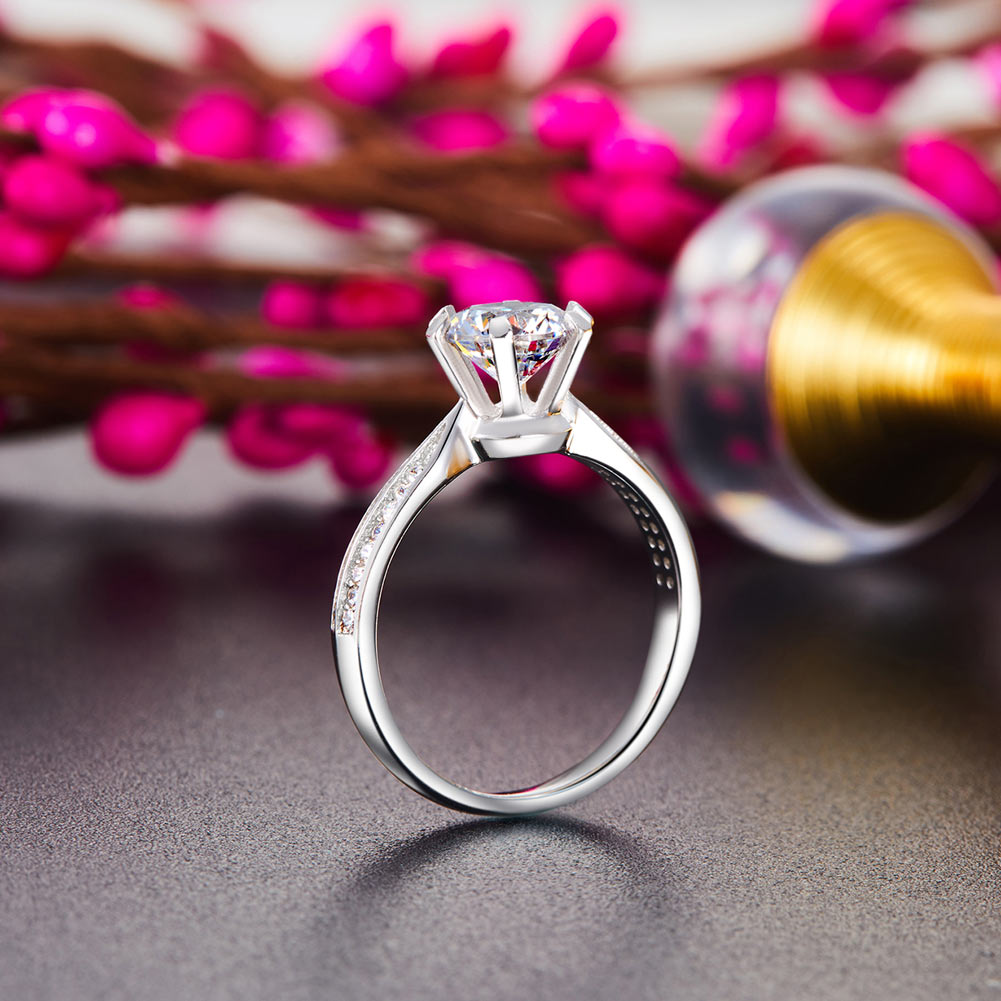 Engagement Crown Ring 925 Sterling Silver 1 Ct Simulated Diamond XFR8318