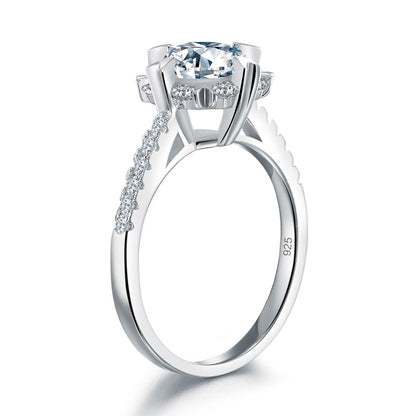 Flower Wedding Ring Solid 925 Sterling Silver Simulated Diamond XFR8319