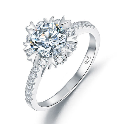 Flower Wedding Ring Solid 925 Sterling Silver Simulated Diamond XFR8319