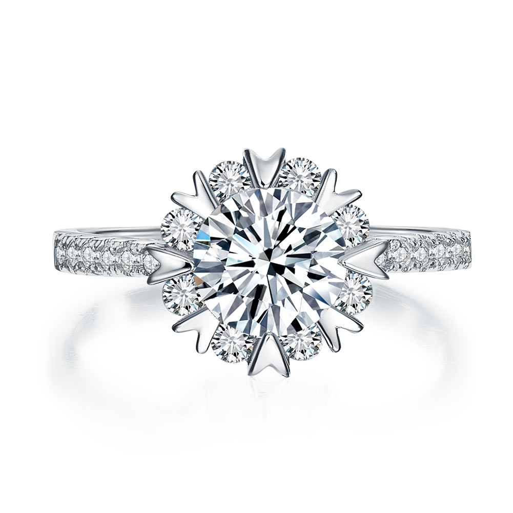 Flower Wedding Ring Solid 925 Sterling Silver Simulated Diamond XFR8319