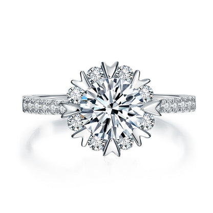 Flower Wedding Ring Solid 925 Sterling Silver Simulated Diamond XFR8319