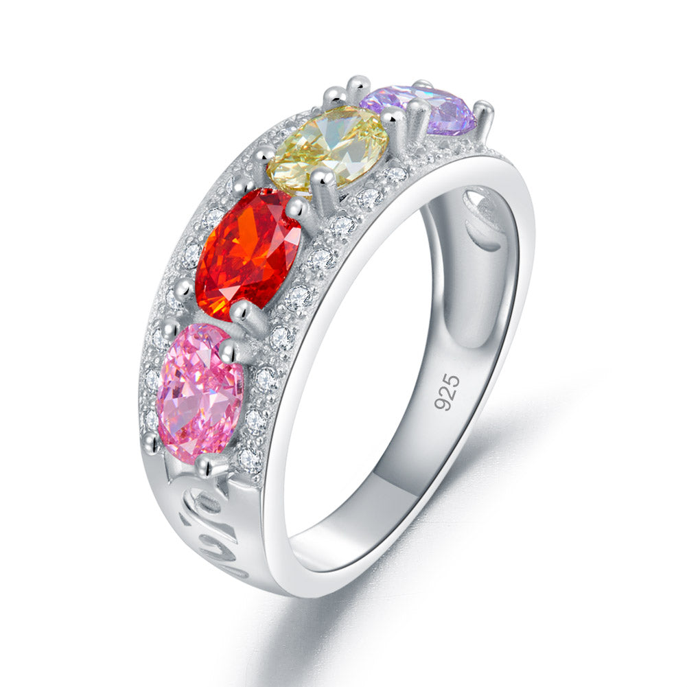 Wedding Band Multi-Color Stone Anniversary Solid 925 Sterling Silver Ring Jewelry XFR8320