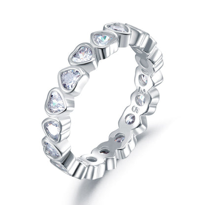 Eternity Wedding Band Heart Solid 925 Sterling Silver Stacking Ring Jewelry XFR8321