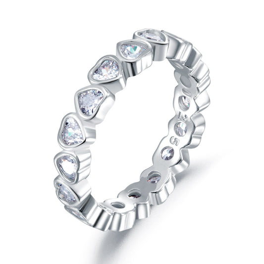 Eternity Wedding Band Heart Solid 925 Sterling Silver Stacking Ring Jewelry XFR8321
