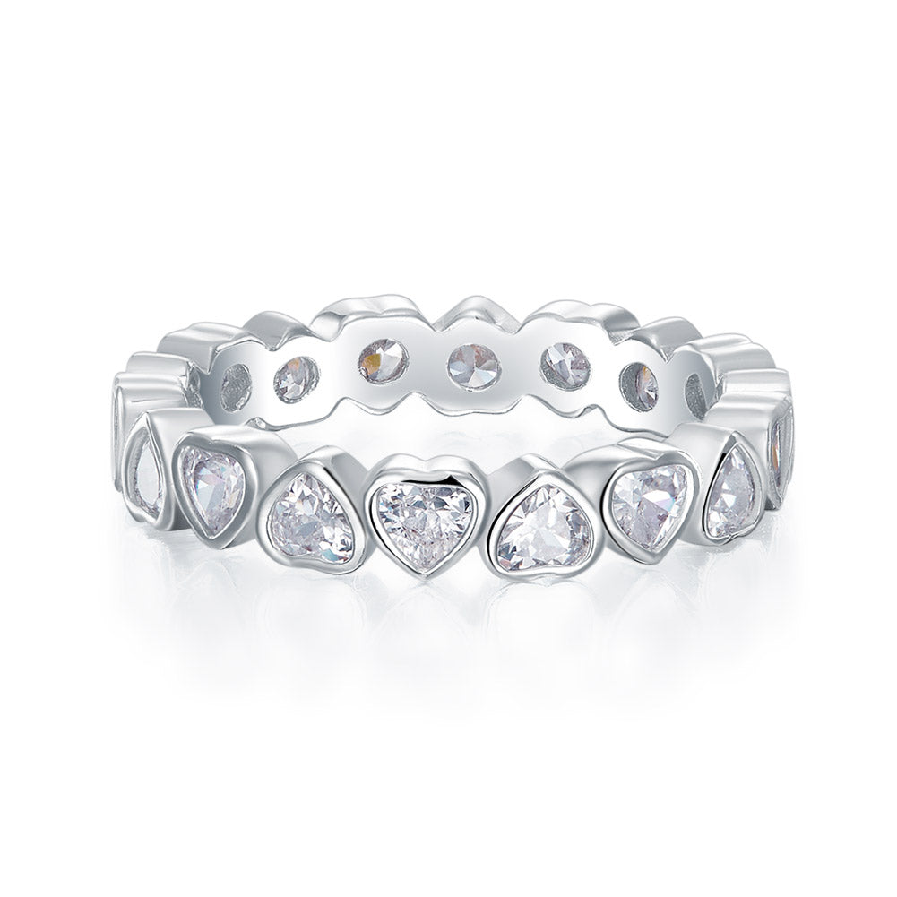 Eternity Wedding Band Heart Solid 925 Sterling Silver Stacking Ring Jewelry XFR8321