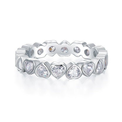Eternity Wedding Band Heart Solid 925 Sterling Silver Stacking Ring Jewelry XFR8321