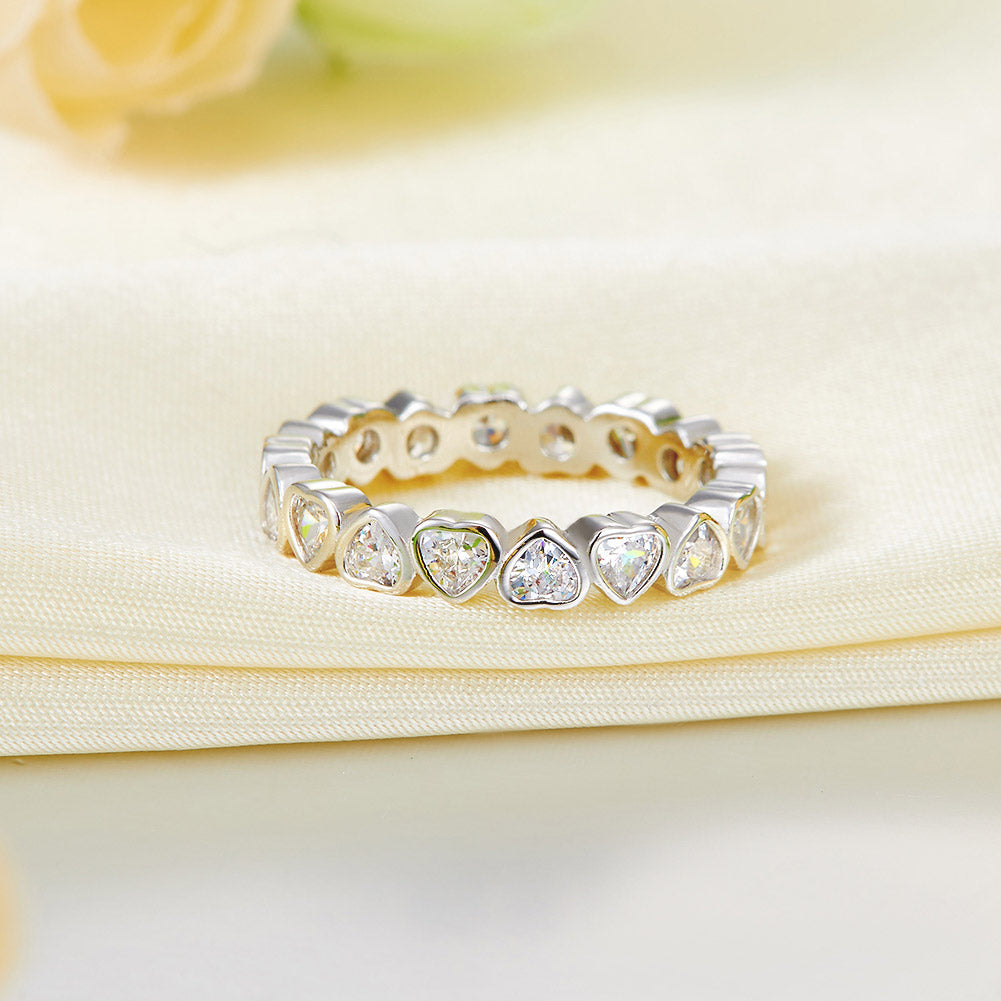Eternity Wedding Band Heart Solid 925 Sterling Silver Stacking Ring Jewelry XFR8321