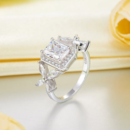 Pageant Luxury Ring Solid 925 Sterling Silver Butterfly Wedding Jewelry XFR8322