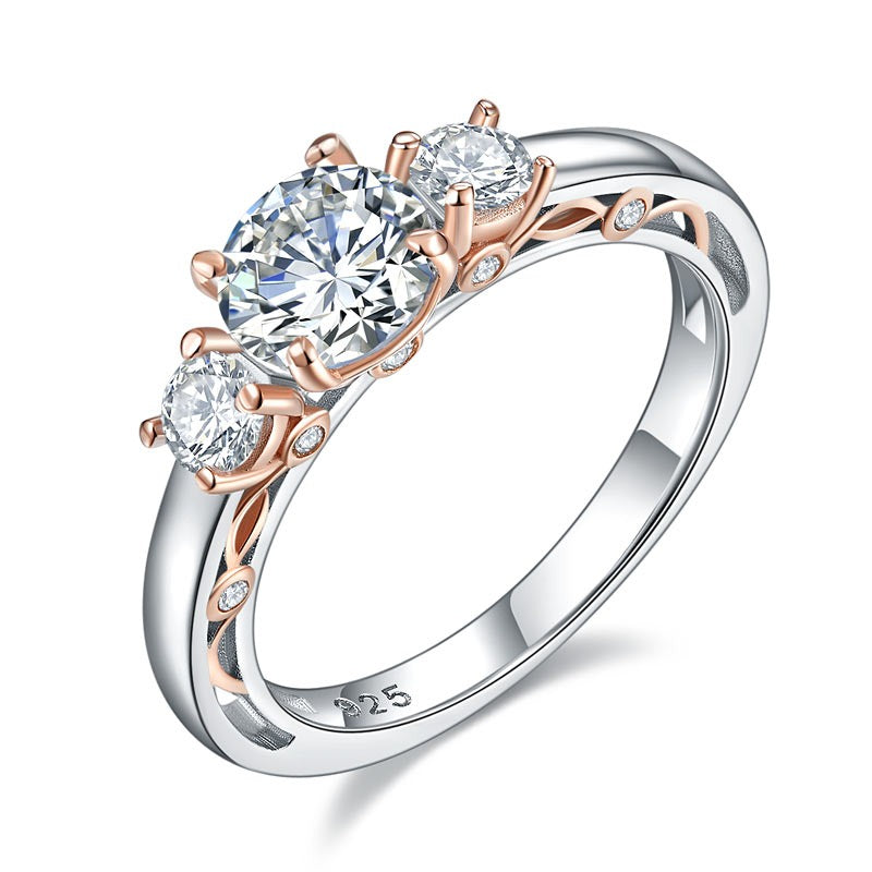 Solid 925 Sterling Silver Wedding Vintage Style Ring 1 Ct Two Tone Color XFR8331