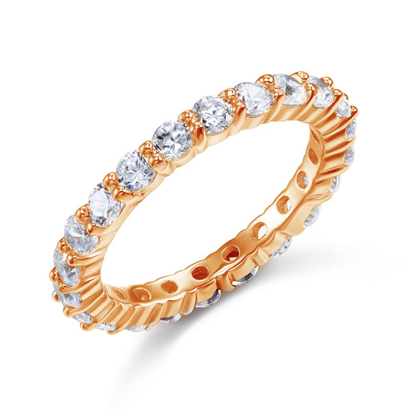 Solid 925 Sterling Silver Wedding Band Eternity Stacking Ring Rose Gold Plated XFR8332