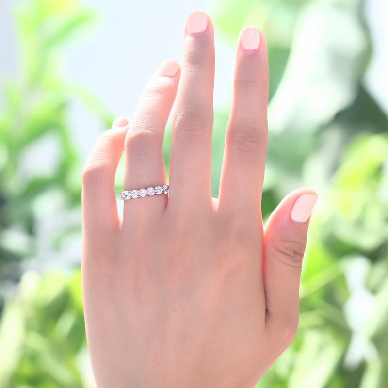 Solid 925 Sterling Silver Wedding Band Eternity Stacking Ring Rose Gold Plated XFR8332