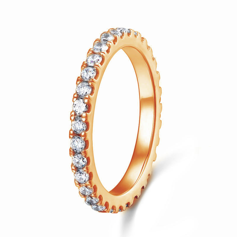 Eternity Ring Simulated Diamond Solid Sterling 925 Silver Rose Gold Plated Wedding Band  XFR8334