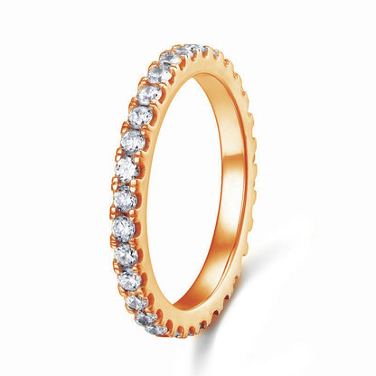 Eternity Ring Simulated Diamond Solid Sterling 925 Silver Rose Gold Plated Wedding Band  XFR8334