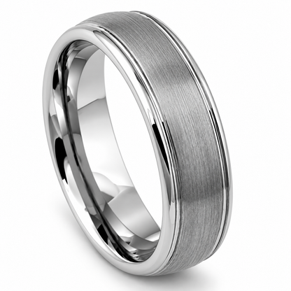 Silver Brushed Finish Tungsten 6mm Promise Ring — angled alternate product view