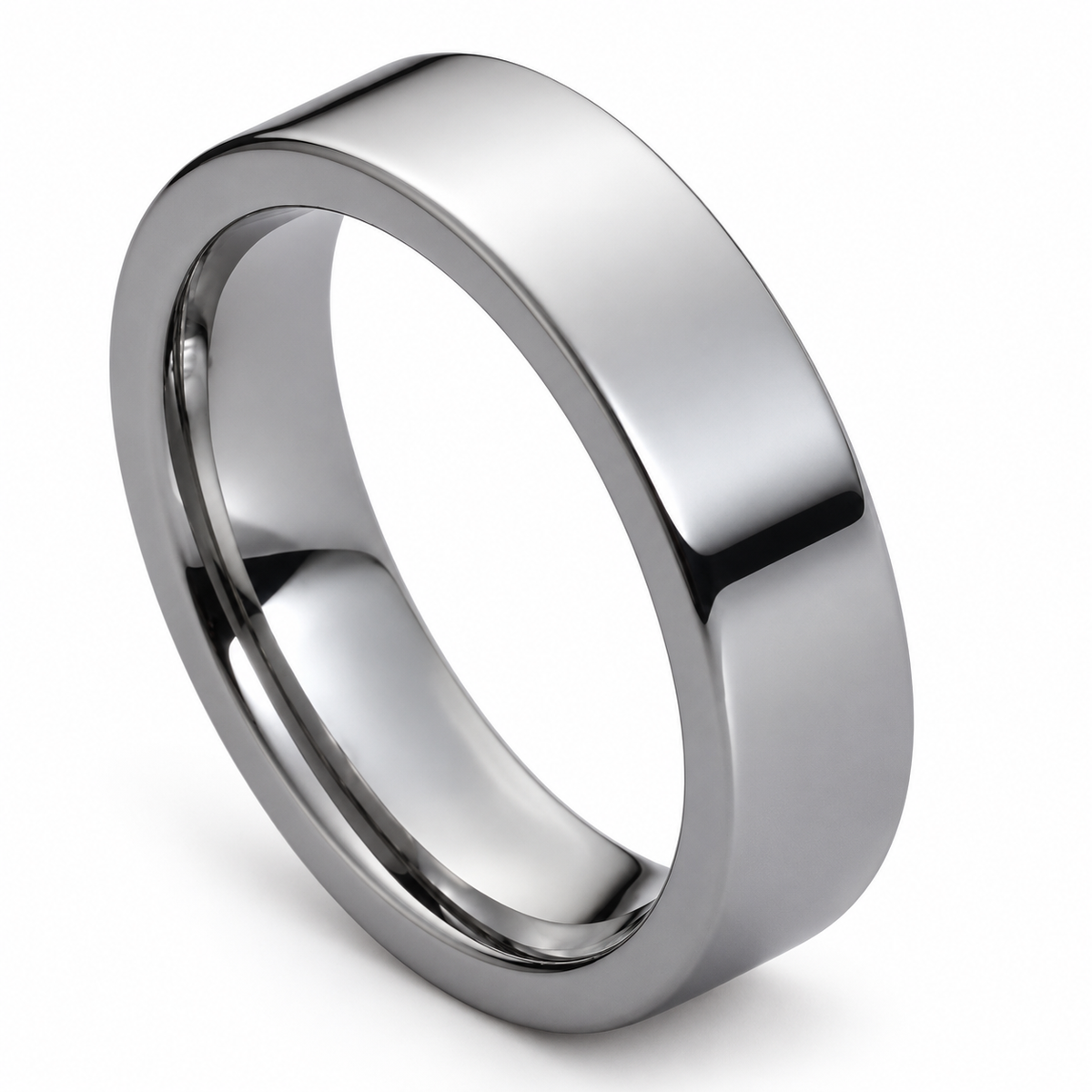 Polished Silver Tungsten 6mm Promise Ring — angled alternate product view