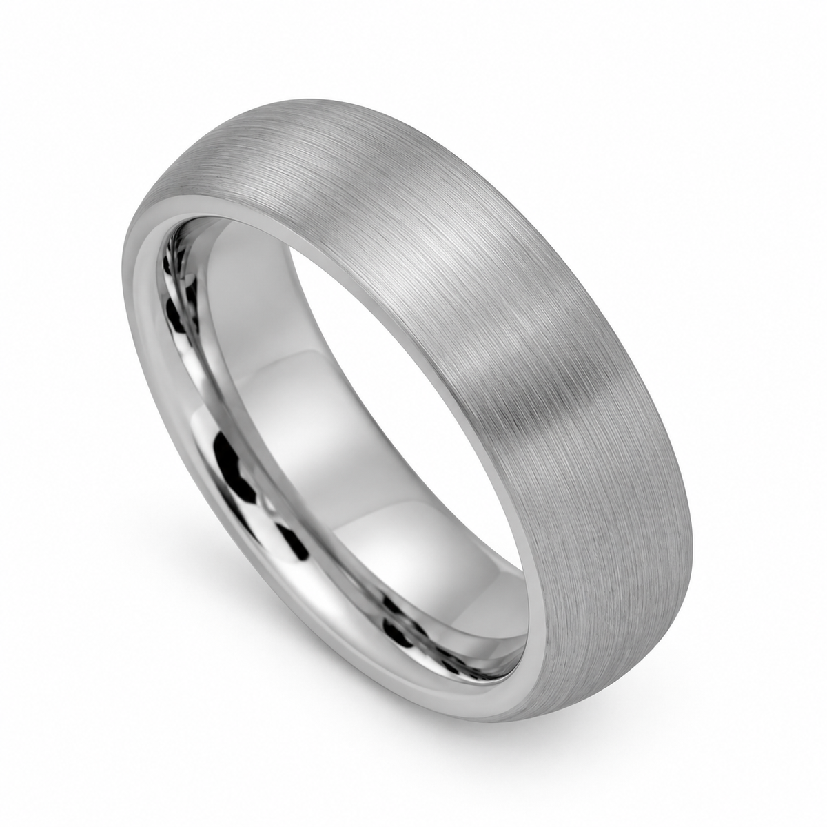 Tungsten 6mm scratch-resistant wedding band, angled alternate view