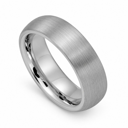 Tungsten 6mm scratch-resistant wedding band, angled alternate view