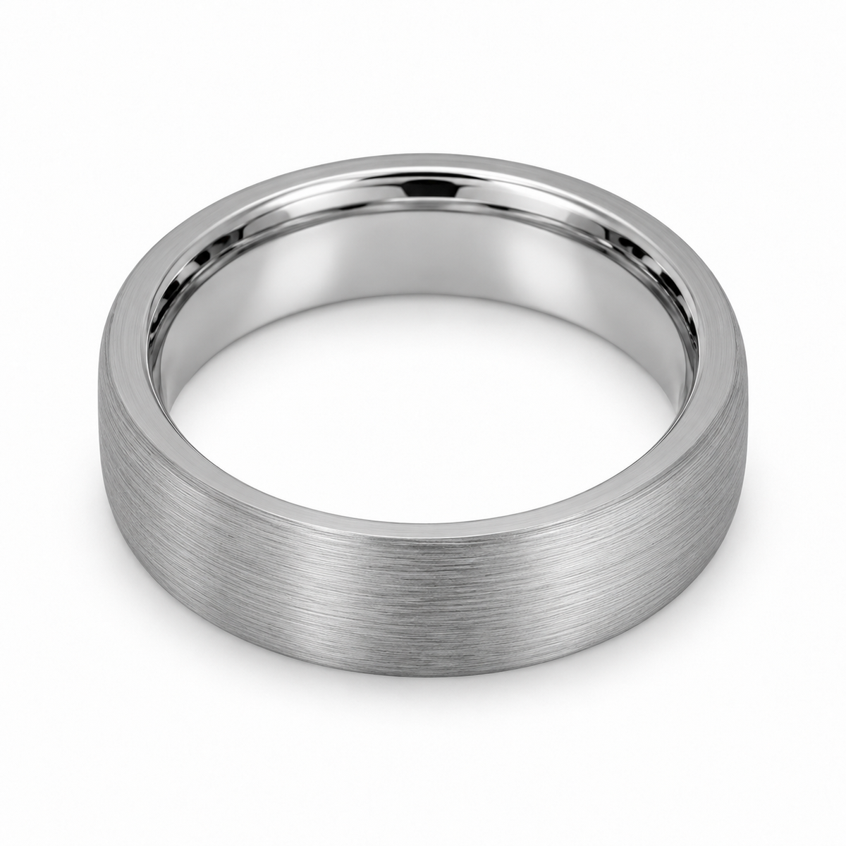 Tungsten 6mm scratch-resistant wedding band, top-down alternate view