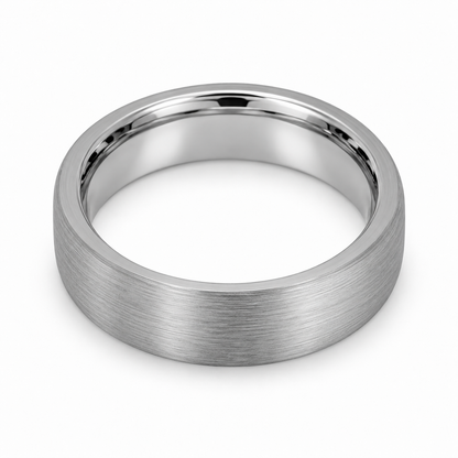 Tungsten 6mm scratch-resistant wedding band, top-down alternate view