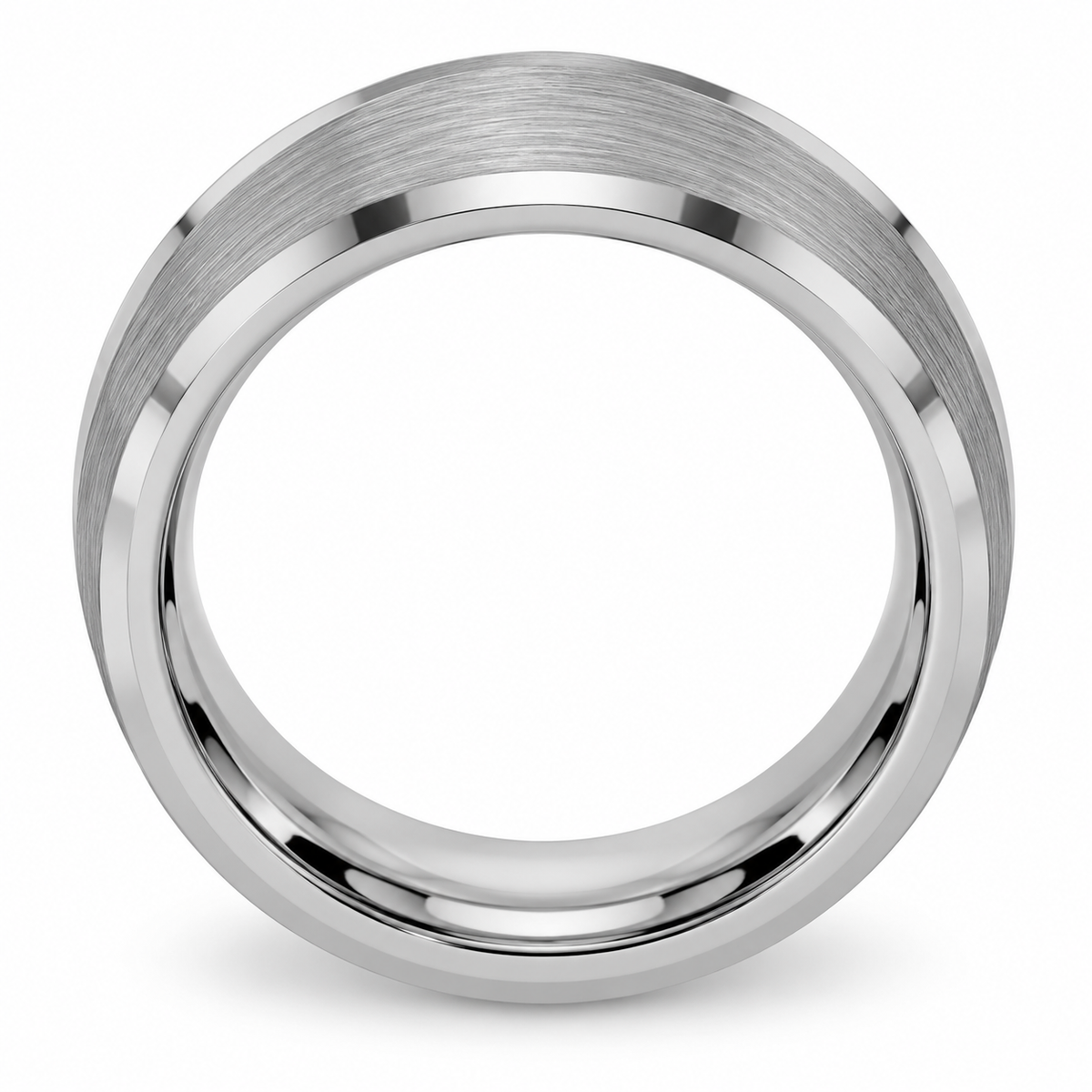 Silver Brushed Finish with Polished Edges Tungsten 6mm Wedding Band — topdown alternate product view
