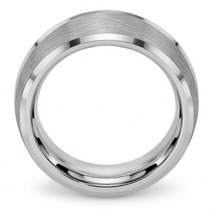 Silver Brushed Finish with Polished Edges Tungsten 6mm Wedding Band — topdown alternate product view