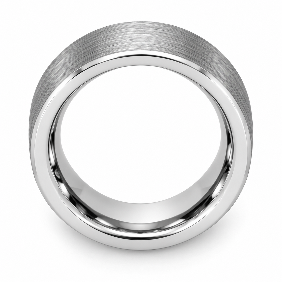 Silver Brushed Finish Tungsten 6mm Wedding Band - Style 2 — topdown alternate product view