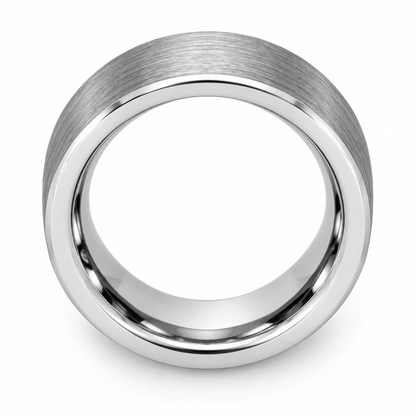 Silver Brushed Finish Tungsten 6mm Wedding Band - Style 2 — topdown alternate product view
