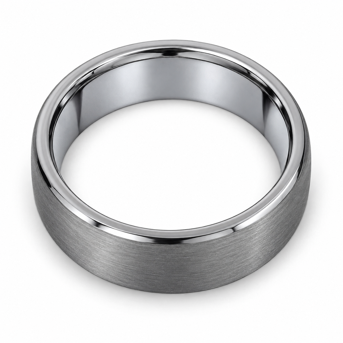tungsten-7mm-brushed-finish-wedding-band top-down alternate product view