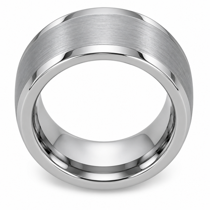 Silver Brushed Finish Tungsten 8mm Engagement Ring — topdown alternate product view